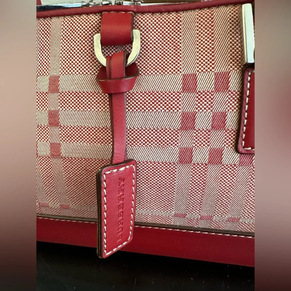 Burberry Red Nova Canvas and Leather Handbag - Picture 3 of 8
